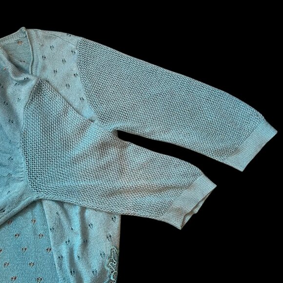 Vintage Lauren Michelle Open Front Eyelet Embroidered Mesh Cardigan - Picture 6 of 7